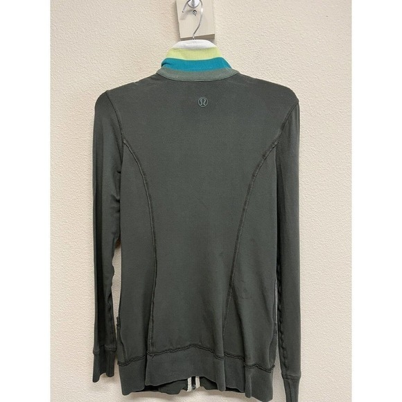 Lululemon Striped Neckline Full Zip Jacket Size 6 Green - Picture 3 of 9
